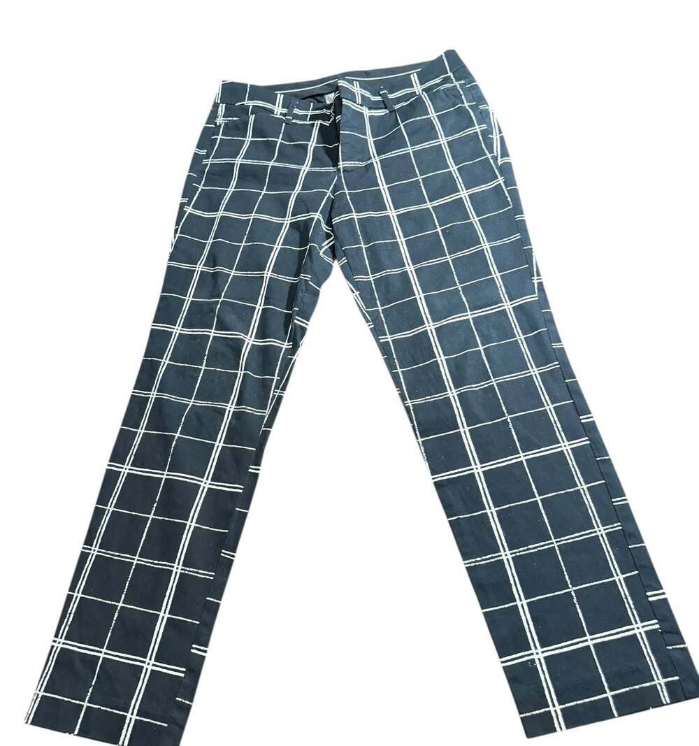 Stylus Black White Plaid Dress Pants Women’s 8 Ankle Straight Leg